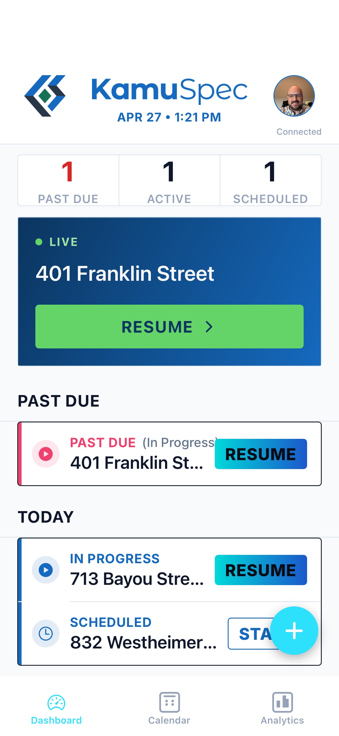 The KamuSpec inspector app on a phone